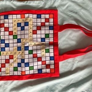 Red Scrabble Tote Bag